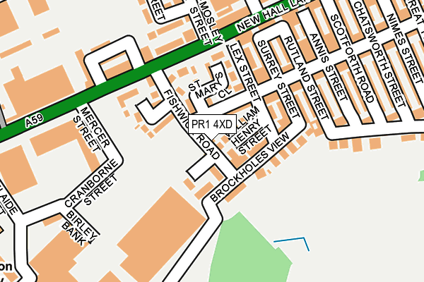 PR1 4XD map - OS OpenMap – Local (Ordnance Survey)