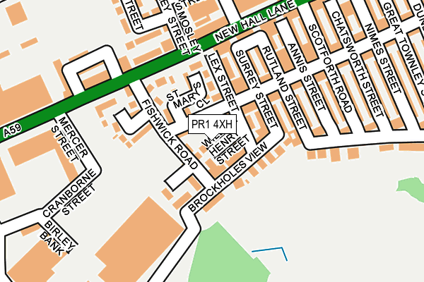 PR1 4XH map - OS OpenMap – Local (Ordnance Survey)