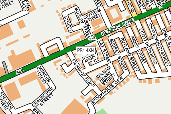 PR1 4XN map - OS OpenMap – Local (Ordnance Survey)