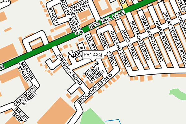 PR1 4XQ map - OS OpenMap – Local (Ordnance Survey)