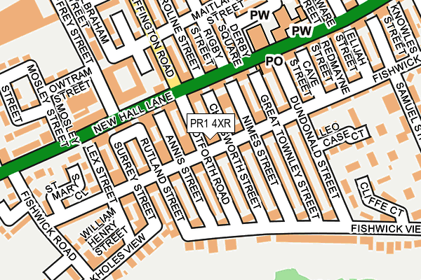 PR1 4XR map - OS OpenMap – Local (Ordnance Survey)