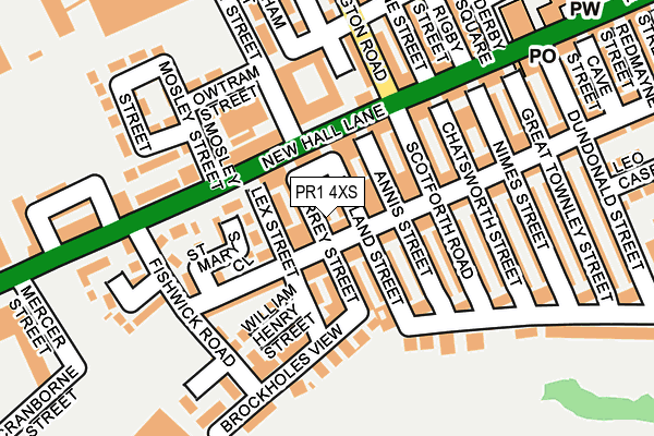 PR1 4XS map - OS OpenMap – Local (Ordnance Survey)