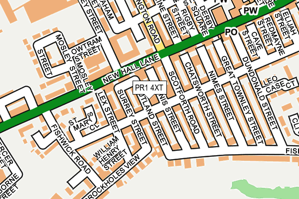 PR1 4XT map - OS OpenMap – Local (Ordnance Survey)