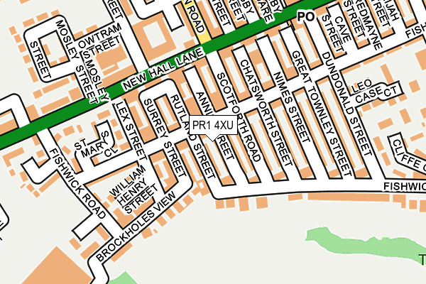PR1 4XU map - OS OpenMap – Local (Ordnance Survey)