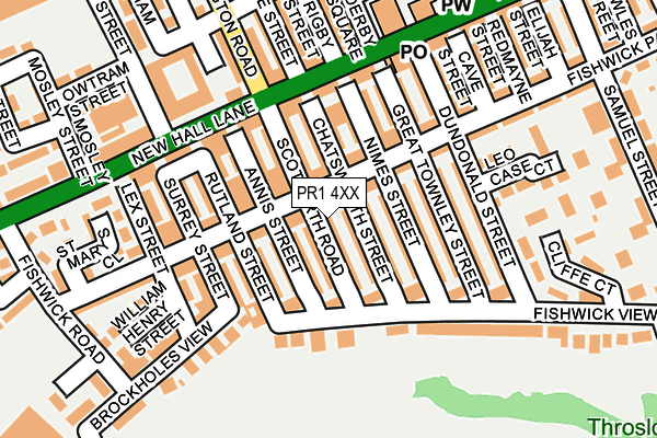 PR1 4XX map - OS OpenMap – Local (Ordnance Survey)