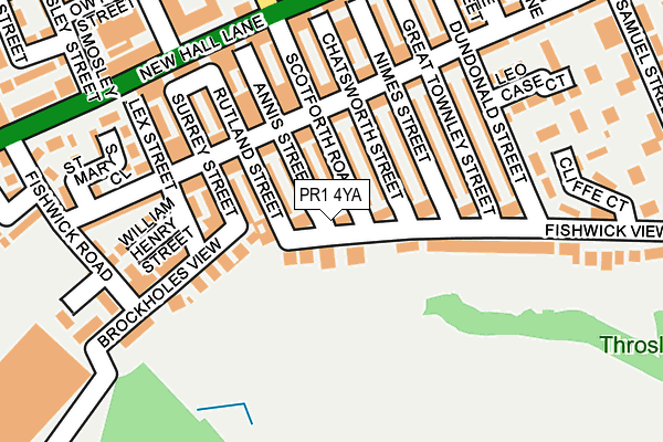 PR1 4YA map - OS OpenMap – Local (Ordnance Survey)