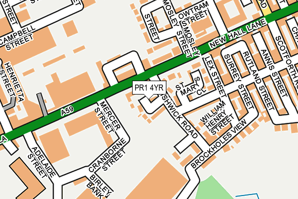 PR1 4YR map - OS OpenMap – Local (Ordnance Survey)