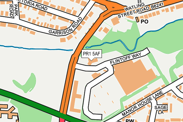 PR1 5AF map - OS OpenMap – Local (Ordnance Survey)
