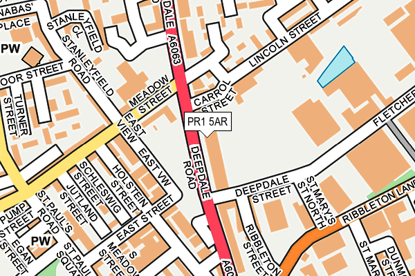 PR1 5AR map - OS OpenMap – Local (Ordnance Survey)