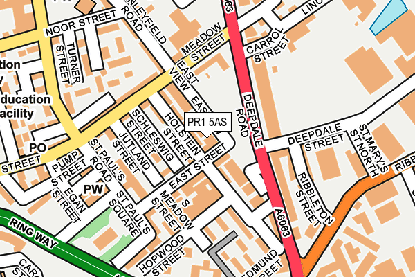 PR1 5AS map - OS OpenMap – Local (Ordnance Survey)