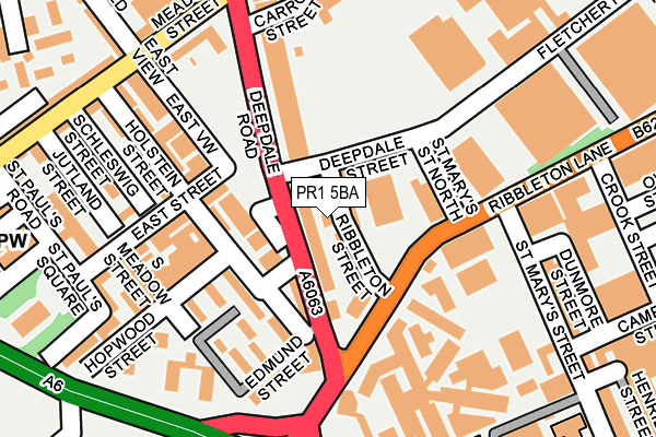 PR1 5BA map - OS OpenMap – Local (Ordnance Survey)
