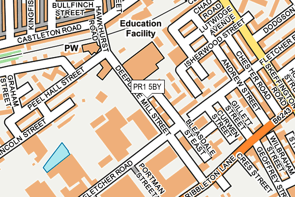 PR1 5BY map - OS OpenMap – Local (Ordnance Survey)