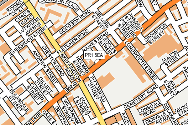 PR1 5EA map - OS OpenMap – Local (Ordnance Survey)