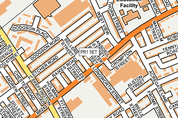 PR1 5ET map - OS OpenMap – Local (Ordnance Survey)