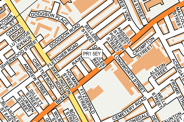 PR1 5EY map - OS OpenMap – Local (Ordnance Survey)