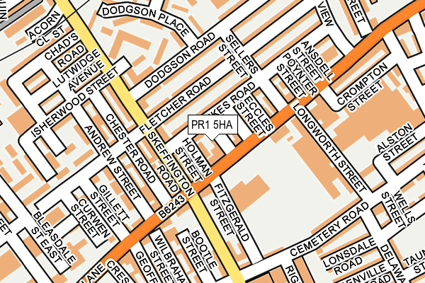 PR1 5HA map - OS OpenMap – Local (Ordnance Survey)