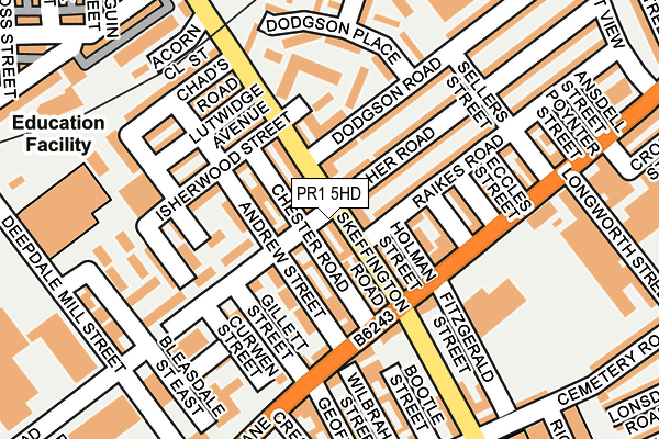 PR1 5HD map - OS OpenMap – Local (Ordnance Survey)