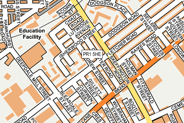 PR1 5HE map - OS OpenMap – Local (Ordnance Survey)
