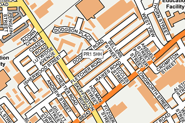 PR1 5HH map - OS OpenMap – Local (Ordnance Survey)