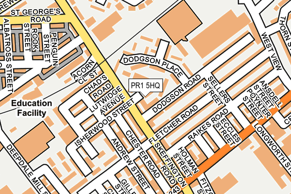 PR1 5HQ map - OS OpenMap – Local (Ordnance Survey)
