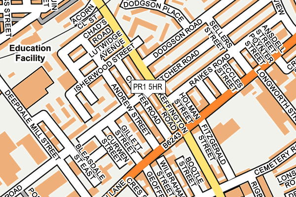 PR1 5HR map - OS OpenMap – Local (Ordnance Survey)