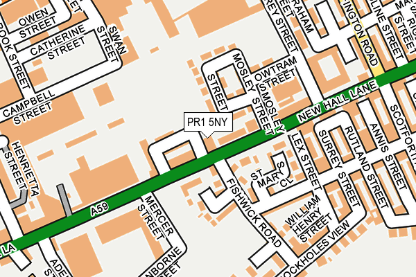 PR1 5NY map - OS OpenMap – Local (Ordnance Survey)