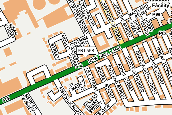 PR1 5PB map - OS OpenMap – Local (Ordnance Survey)