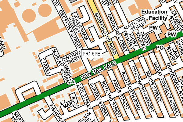PR1 5PE map - OS OpenMap – Local (Ordnance Survey)