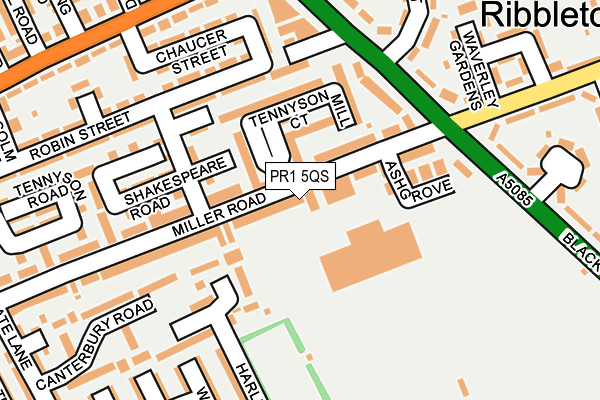 PR1 5QS map - OS OpenMap – Local (Ordnance Survey)