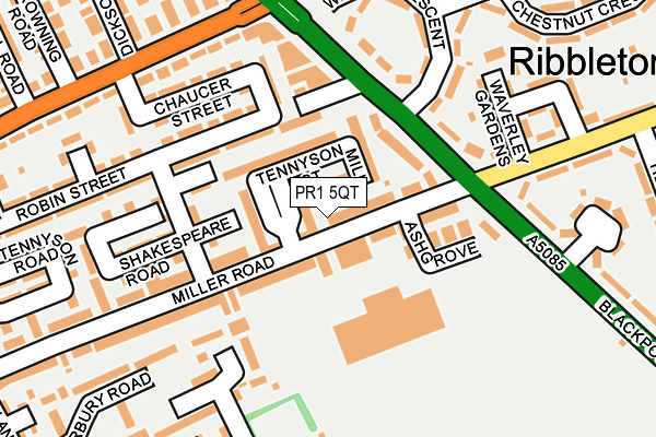 PR1 5QT map - OS OpenMap – Local (Ordnance Survey)