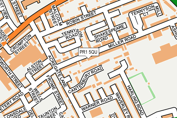 PR1 5QU map - OS OpenMap – Local (Ordnance Survey)