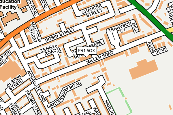 PR1 5QX map - OS OpenMap – Local (Ordnance Survey)