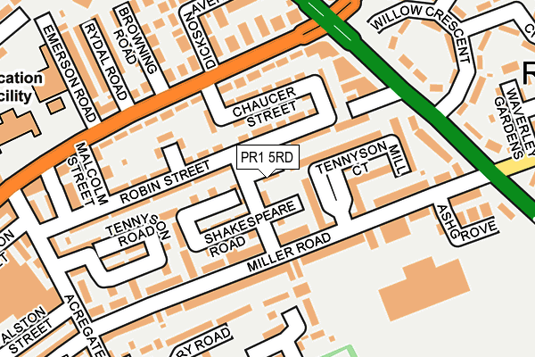 PR1 5RD map - OS OpenMap – Local (Ordnance Survey)