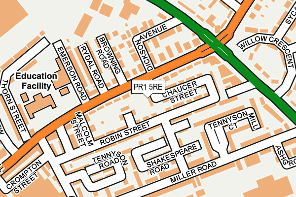 PR1 5RE map - OS OpenMap – Local (Ordnance Survey)