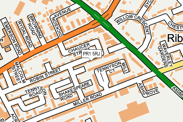 PR1 5RJ map - OS OpenMap – Local (Ordnance Survey)