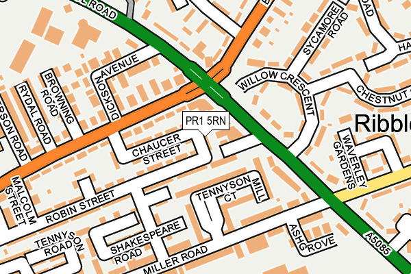 PR1 5RN map - OS OpenMap – Local (Ordnance Survey)