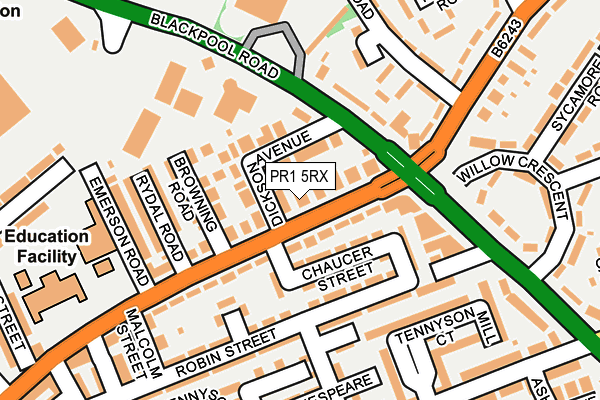 PR1 5RX map - OS OpenMap – Local (Ordnance Survey)