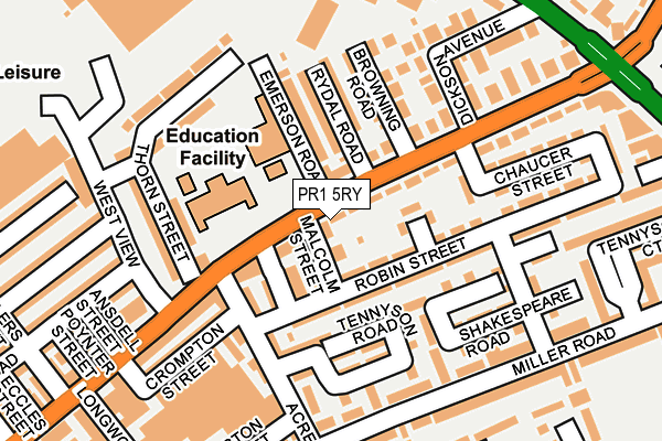 PR1 5RY map - OS OpenMap – Local (Ordnance Survey)