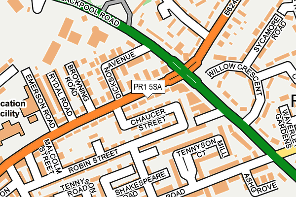 PR1 5SA map - OS OpenMap – Local (Ordnance Survey)