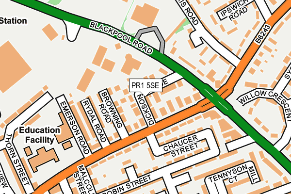 PR1 5SE map - OS OpenMap – Local (Ordnance Survey)