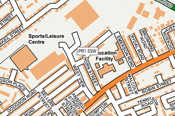 PR1 5SW map - OS OpenMap – Local (Ordnance Survey)