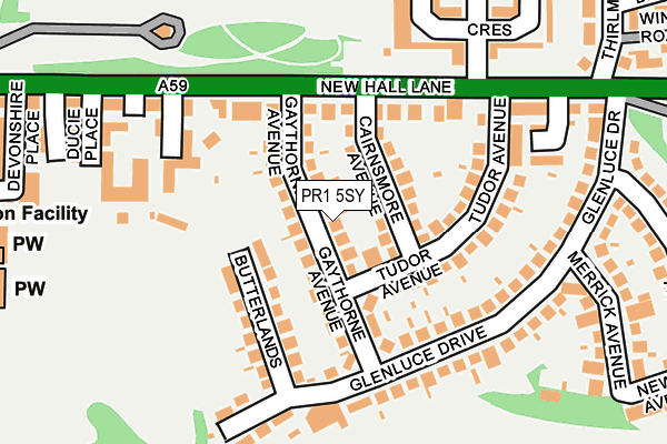 PR1 5SY map - OS OpenMap – Local (Ordnance Survey)