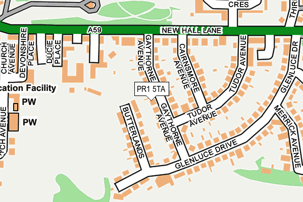PR1 5TA map - OS OpenMap – Local (Ordnance Survey)