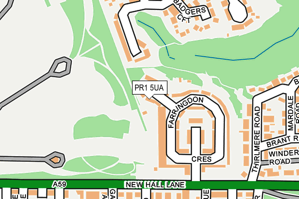PR1 5UA map - OS OpenMap – Local (Ordnance Survey)
