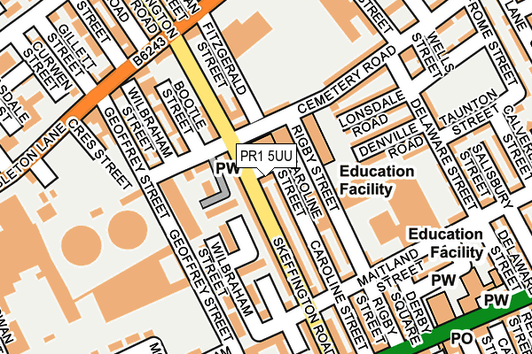 PR1 5UU map - OS OpenMap – Local (Ordnance Survey)