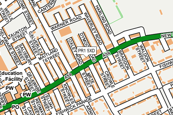 PR1 5XD map - OS OpenMap – Local (Ordnance Survey)