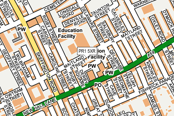 PR1 5XR map - OS OpenMap – Local (Ordnance Survey)