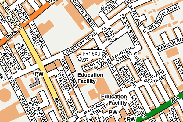 PR1 5XU map - OS OpenMap – Local (Ordnance Survey)