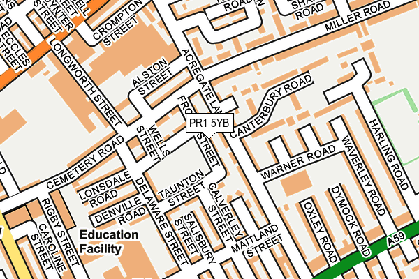 PR1 5YB map - OS OpenMap – Local (Ordnance Survey)