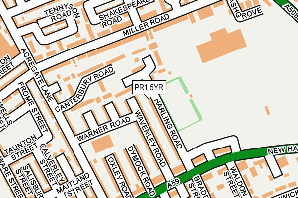 PR1 5YR map - OS OpenMap – Local (Ordnance Survey)